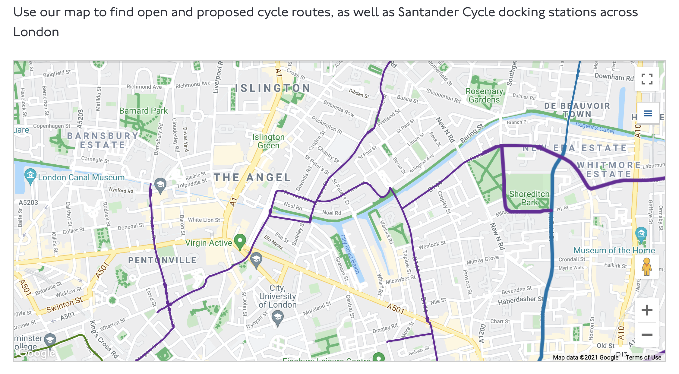 Cycling routes